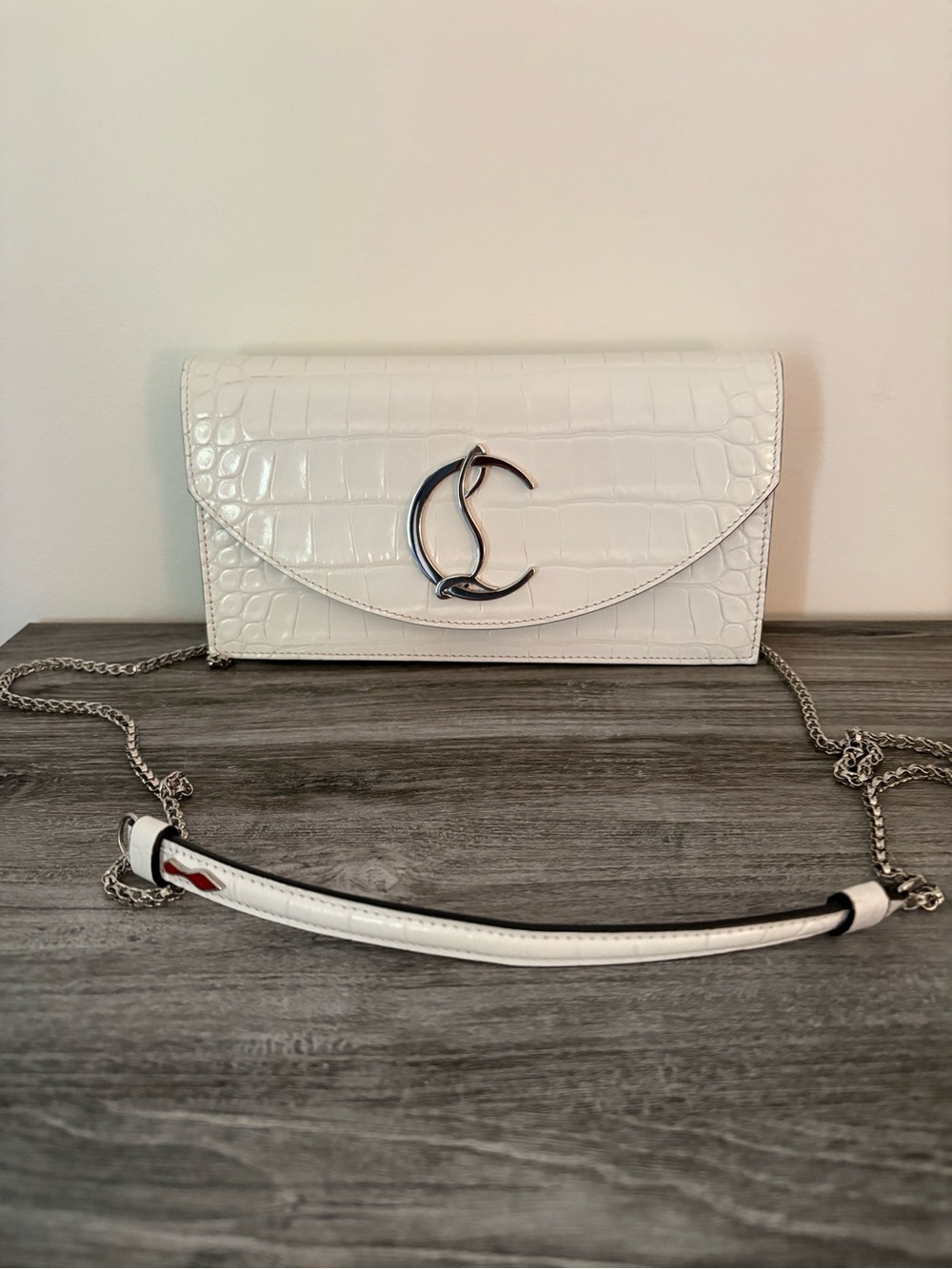 Christian Louboutin white croc Crossbody bag